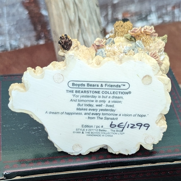 1999 Boyds Bear & Friends "Bailey the Bride" Bear Stone Collection #227712 - Picture 9 of 15